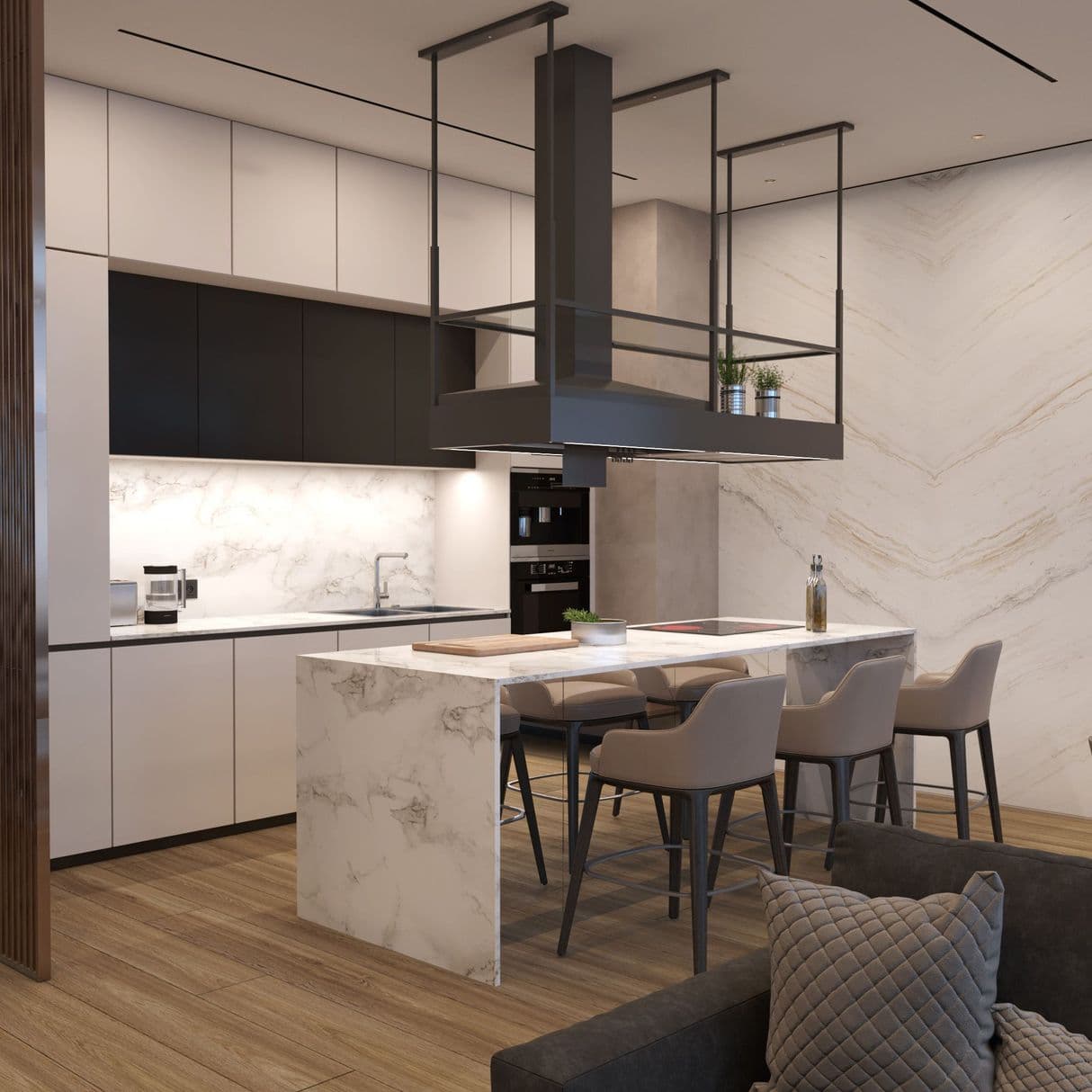 Дизайн интерьера кухни в Neva Towers Москва-Сити