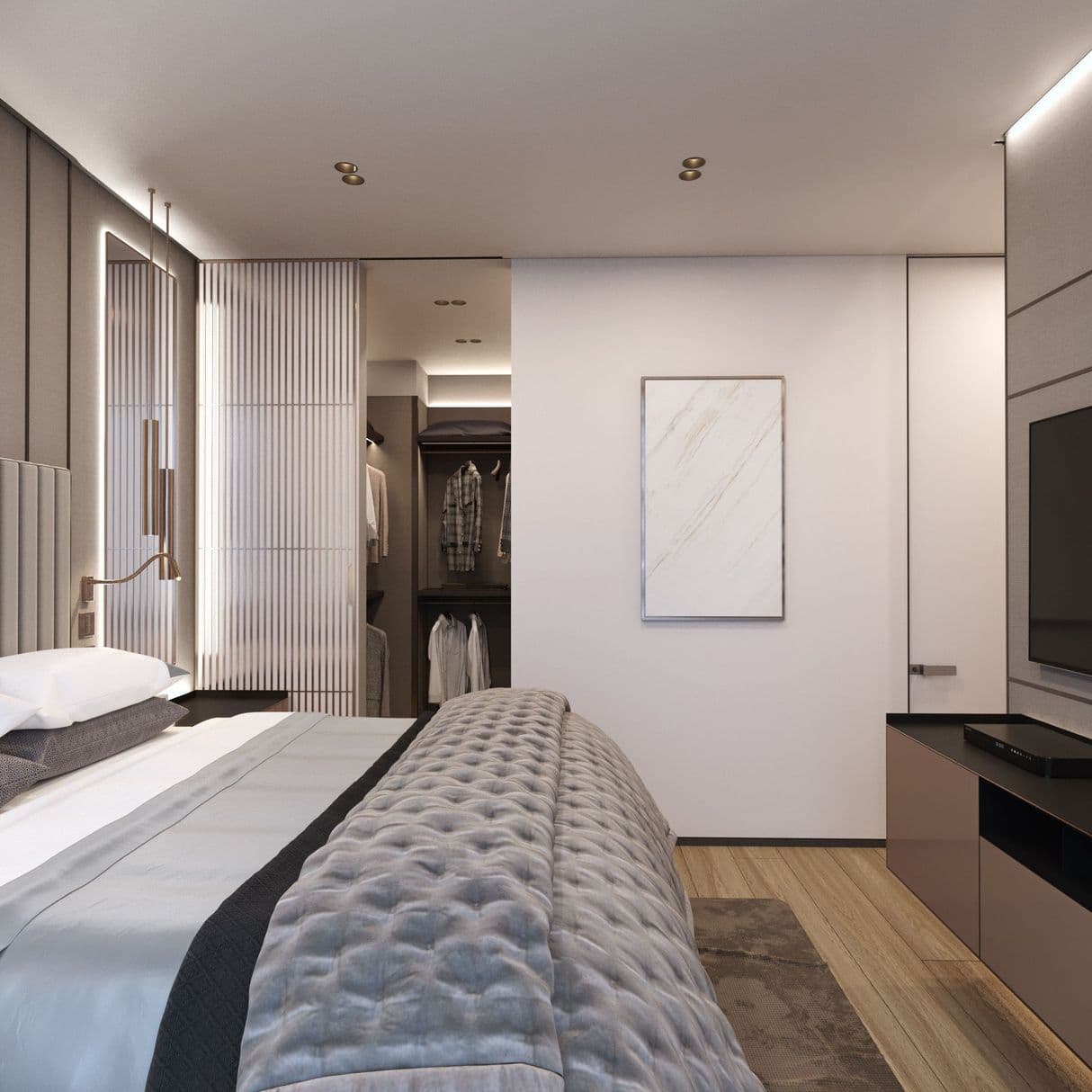 Дизайн интерьера спальни в Neva Towers Москва-Сити