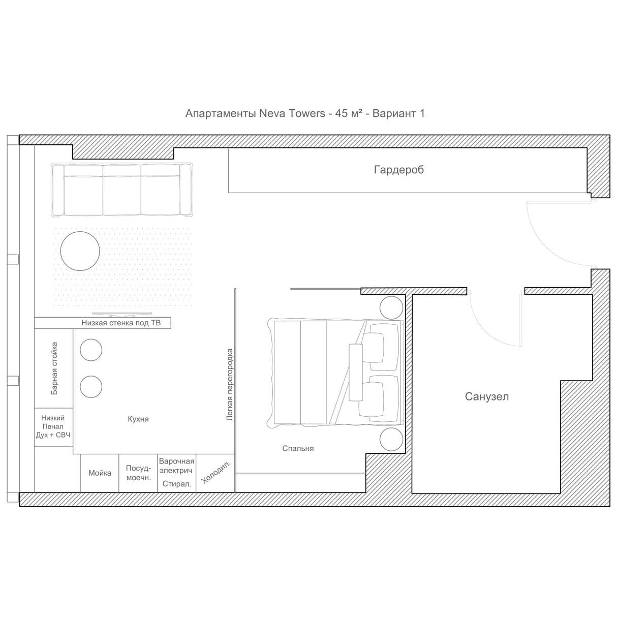 Простор Дизайн интерьера в Neva Towers Москва-Ситив планировка