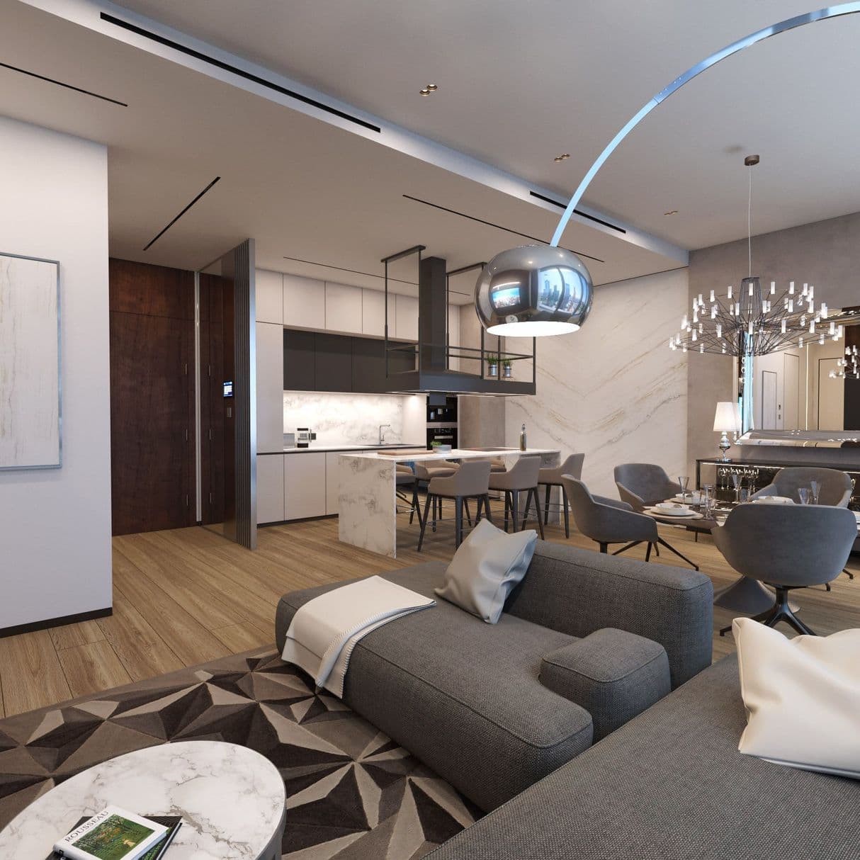 Дизайн интерьера гостиной в Neva Towers Москва-Сити