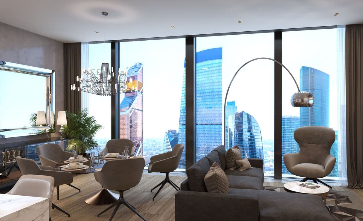 Дизайн интерьера студии в Neva Towers Москва-Сити