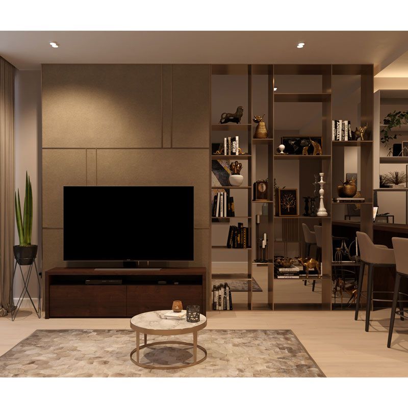 Дизайн интерьера гостиной в Neva Towers Москва-Сити