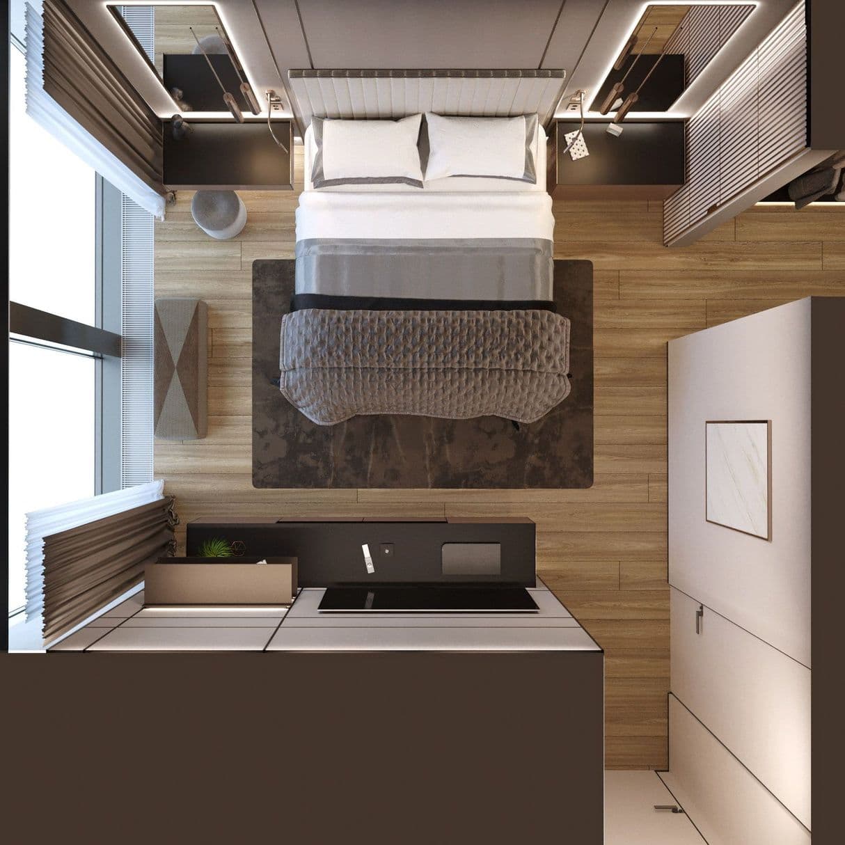 Дизайн интерьера спальни в Neva Towers Москва-Сити