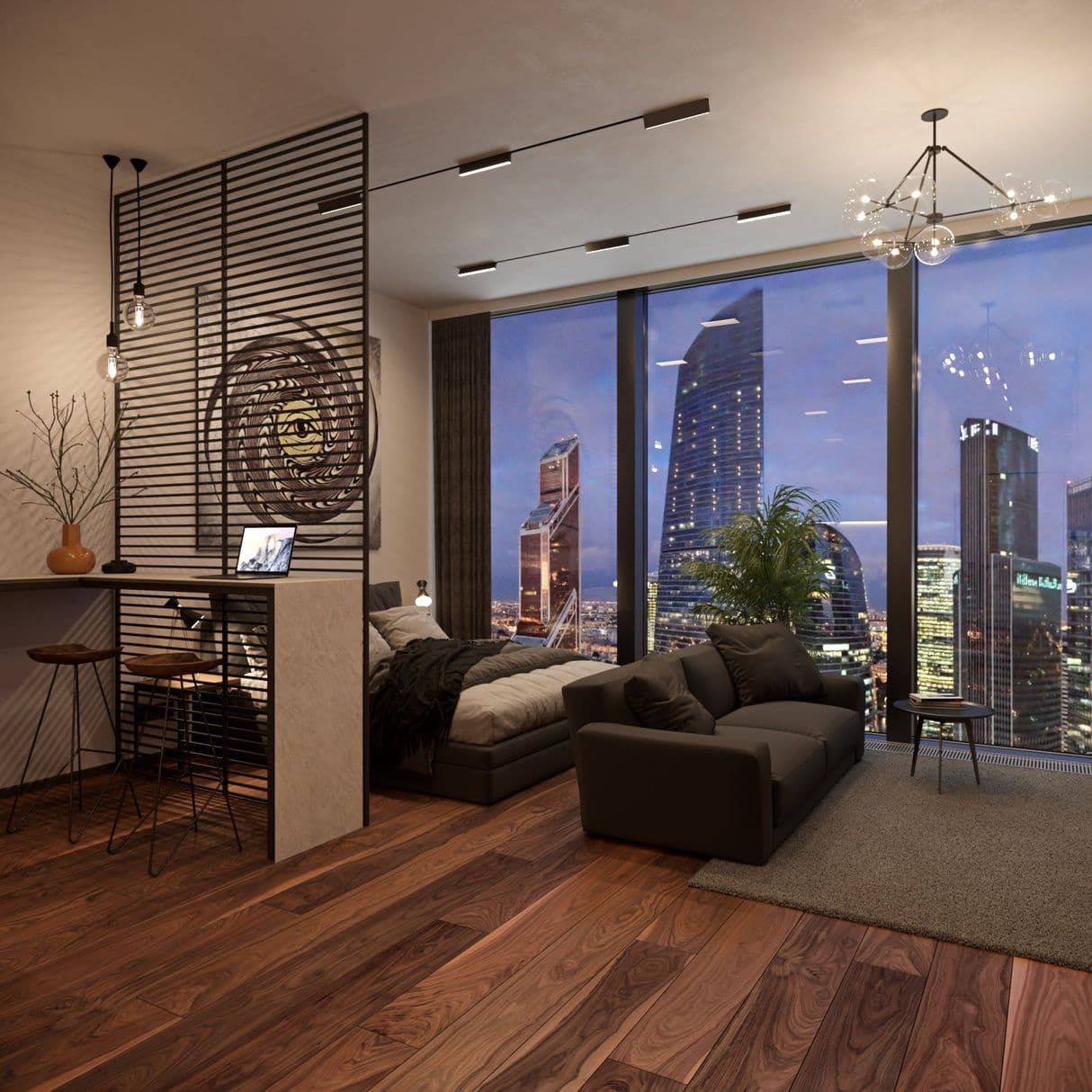 Дизайн интерьера гостиной в Neva Towers Москва-Сити