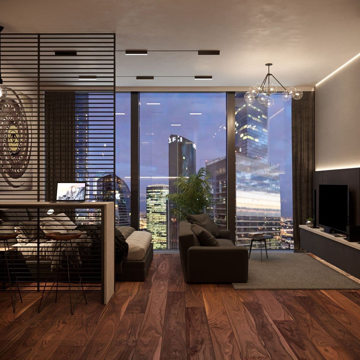 Дизайн интерьера студии в Neva Towers Москва-Сити
