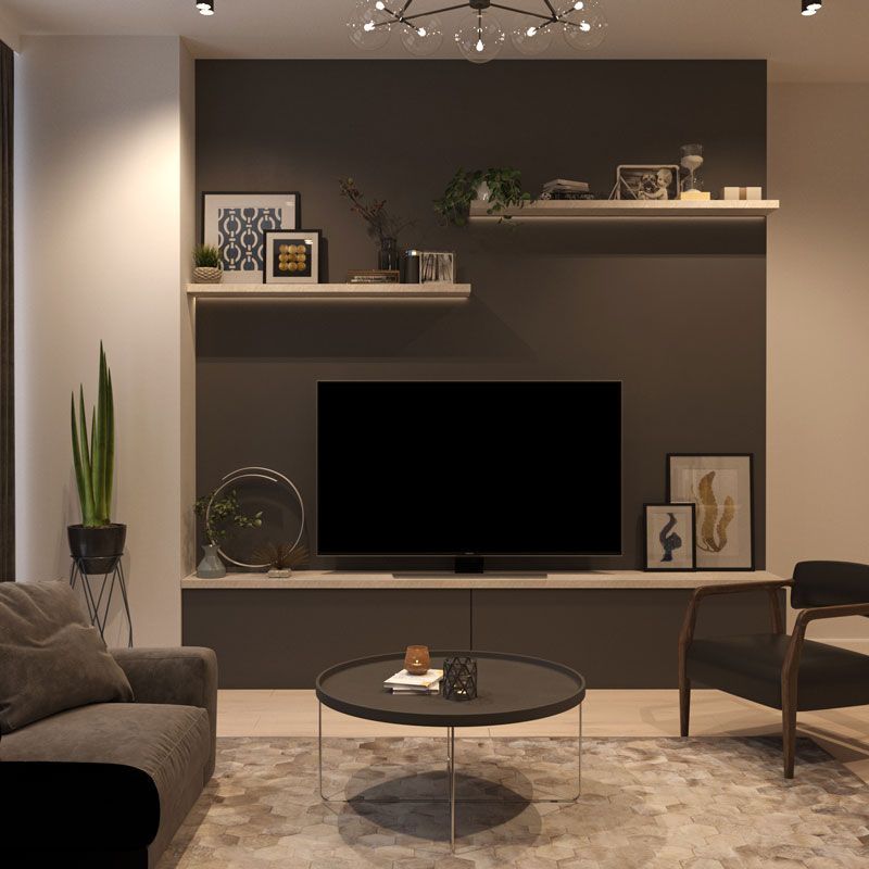 Дизайн интерьера гостиной в Neva Towers Москва-Сити