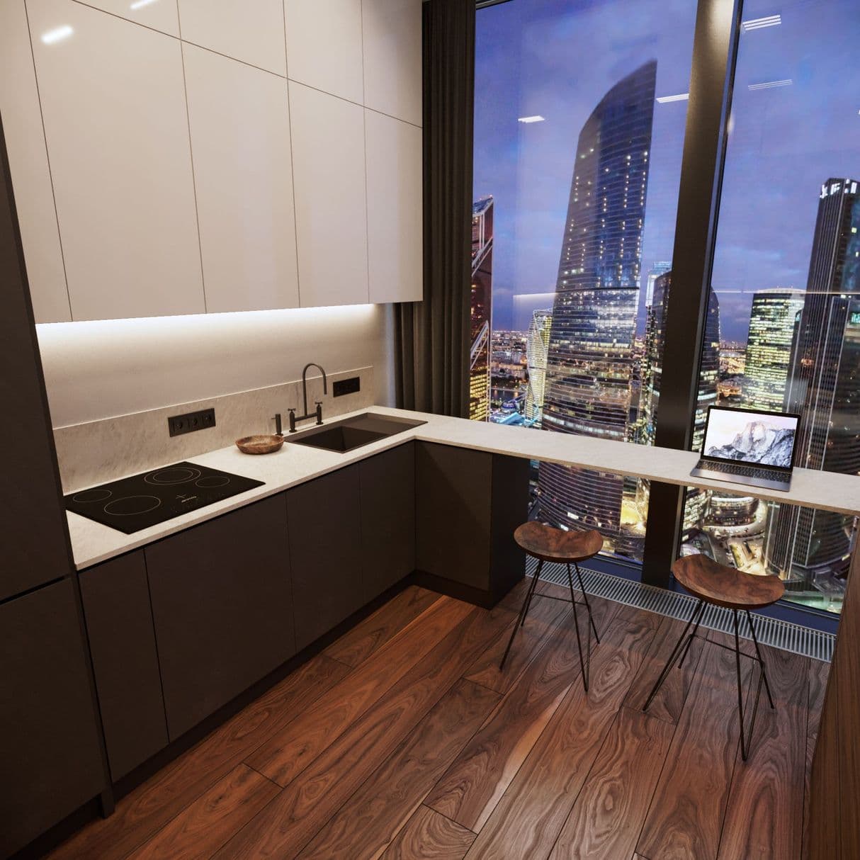 Дизайн интерьера кухни в Neva Towers Москва-Сити