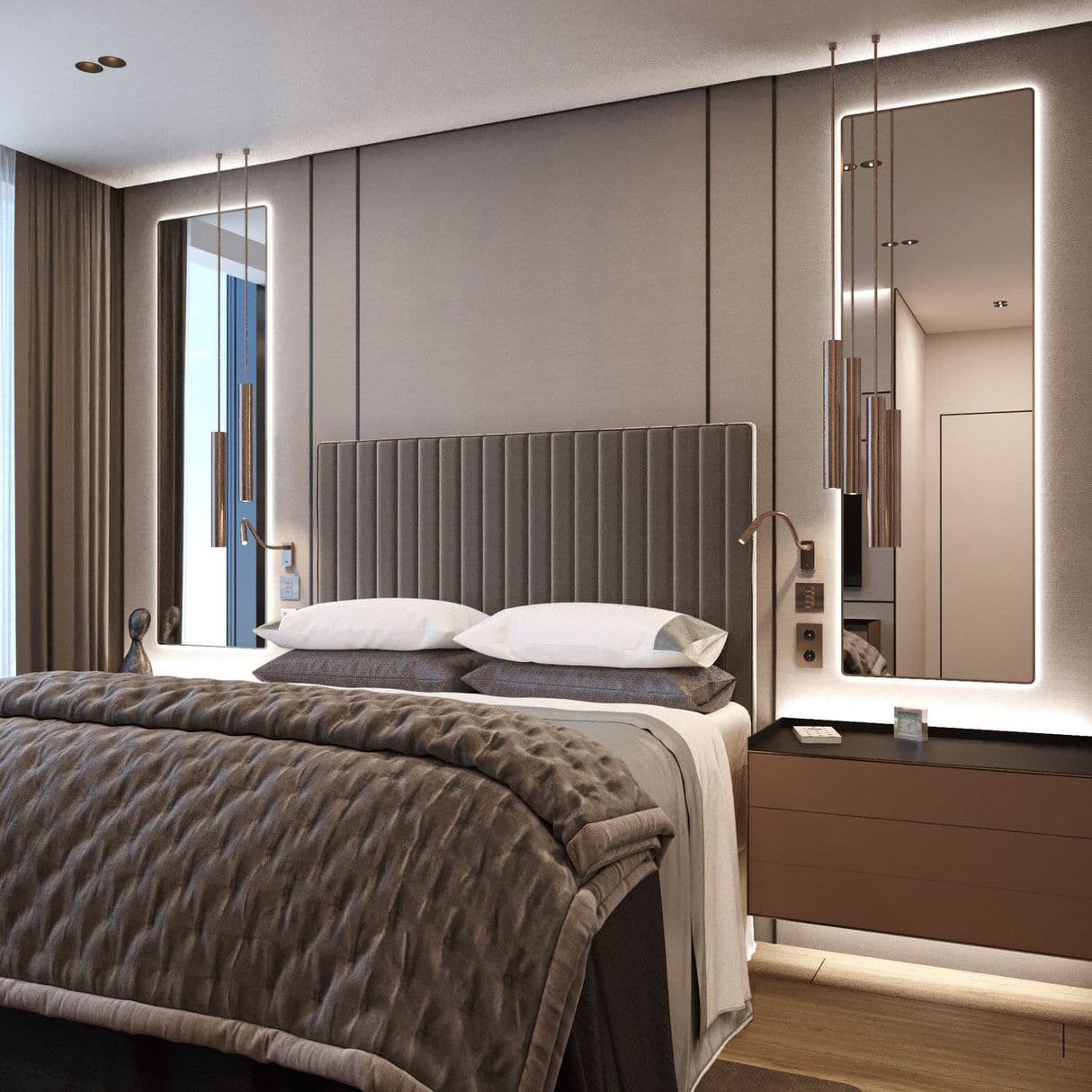 Дизайн интерьера спальни в Neva Towers Москва-Сити