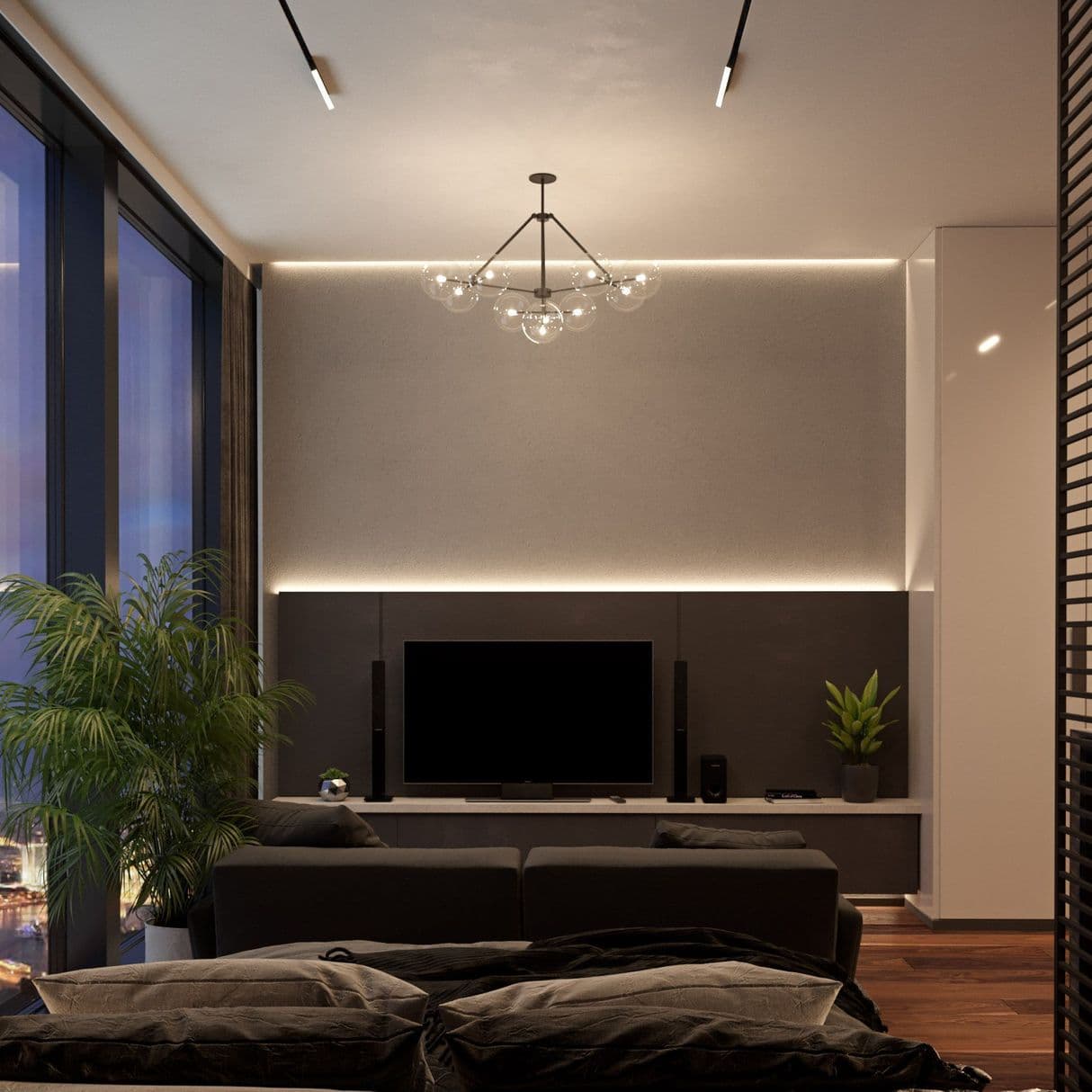 Дизайн интерьера гостиной в Neva Towers Москва-Сити