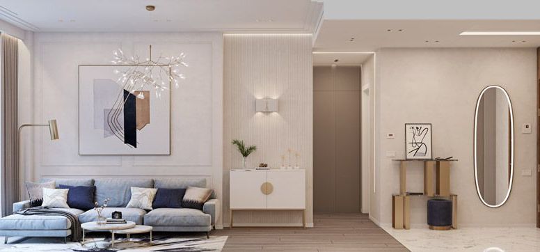 Дизайн интерьера кухни-гостиной в Neva Towers Москва-Сити