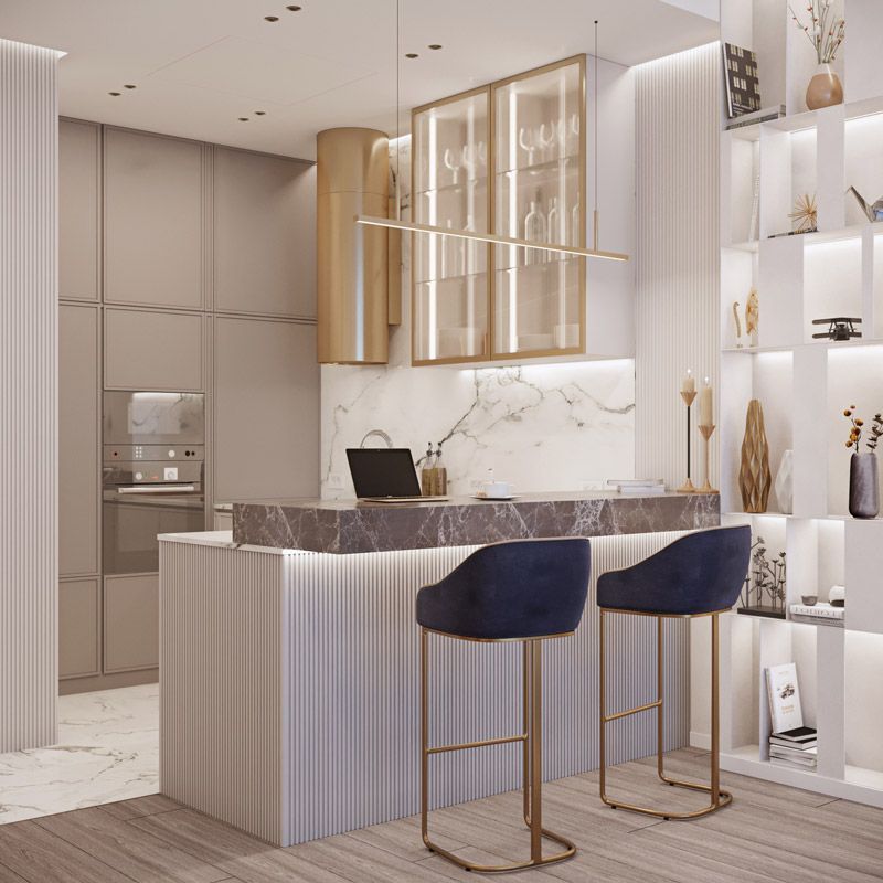 Дизайн интерьера кухни в Neva Towers Москва-Сити