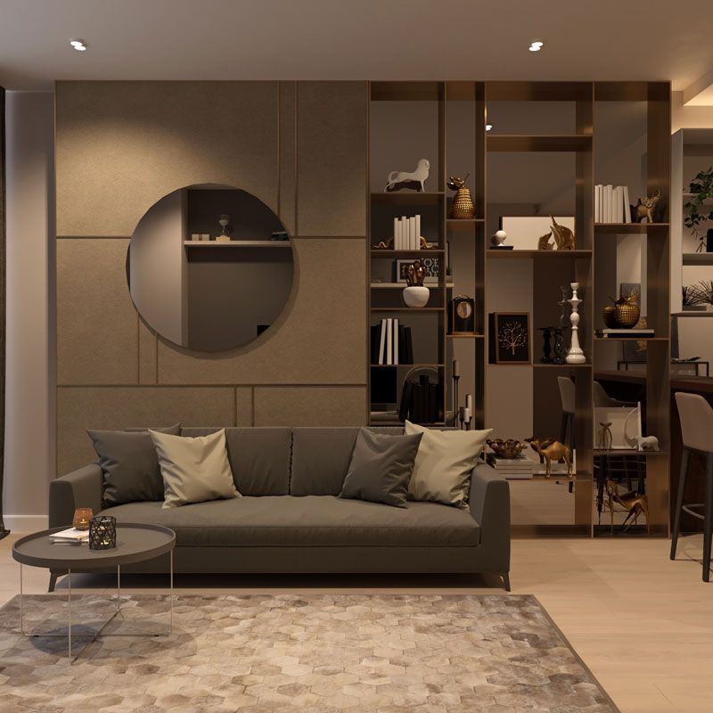 Дизайн интерьера гостиной в Neva Towers Москва-Сити