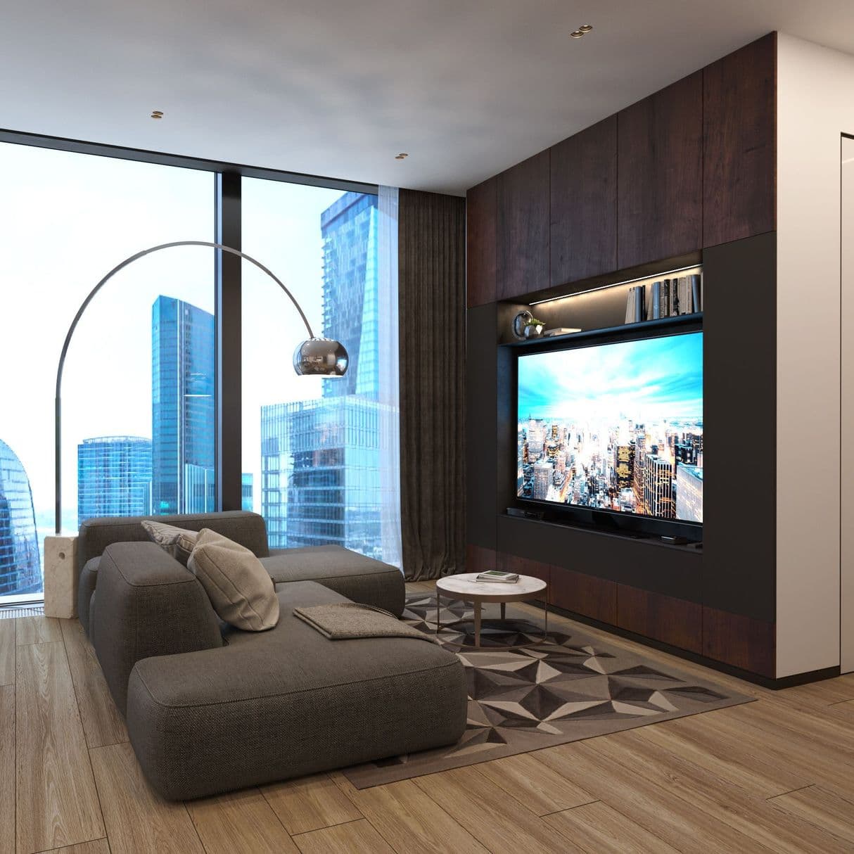 Дизайн интерьера гостиной в Neva Towers Москва-Сити