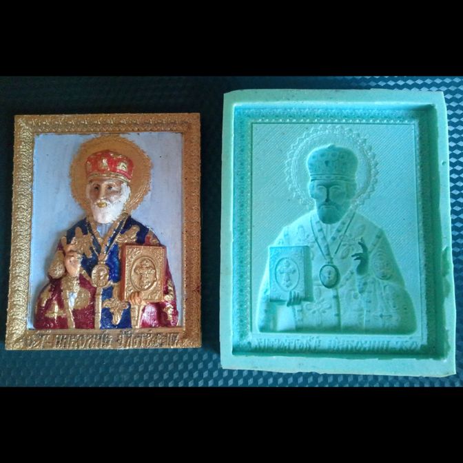 Магнит и силиконовая формаНиколай Чудотворец 90х70