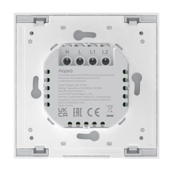 Купить Выключатель двухклавишный с нейтралью | Aqara Smart Wall Switch H1 EU (With Neutral, Double Rocker)