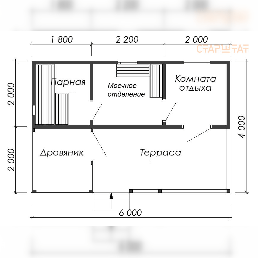 Купить Модульная баня 16 - 4.6х6