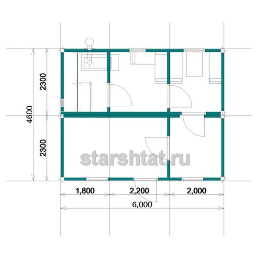 Купить Модульная баня 1 - 4.6х6