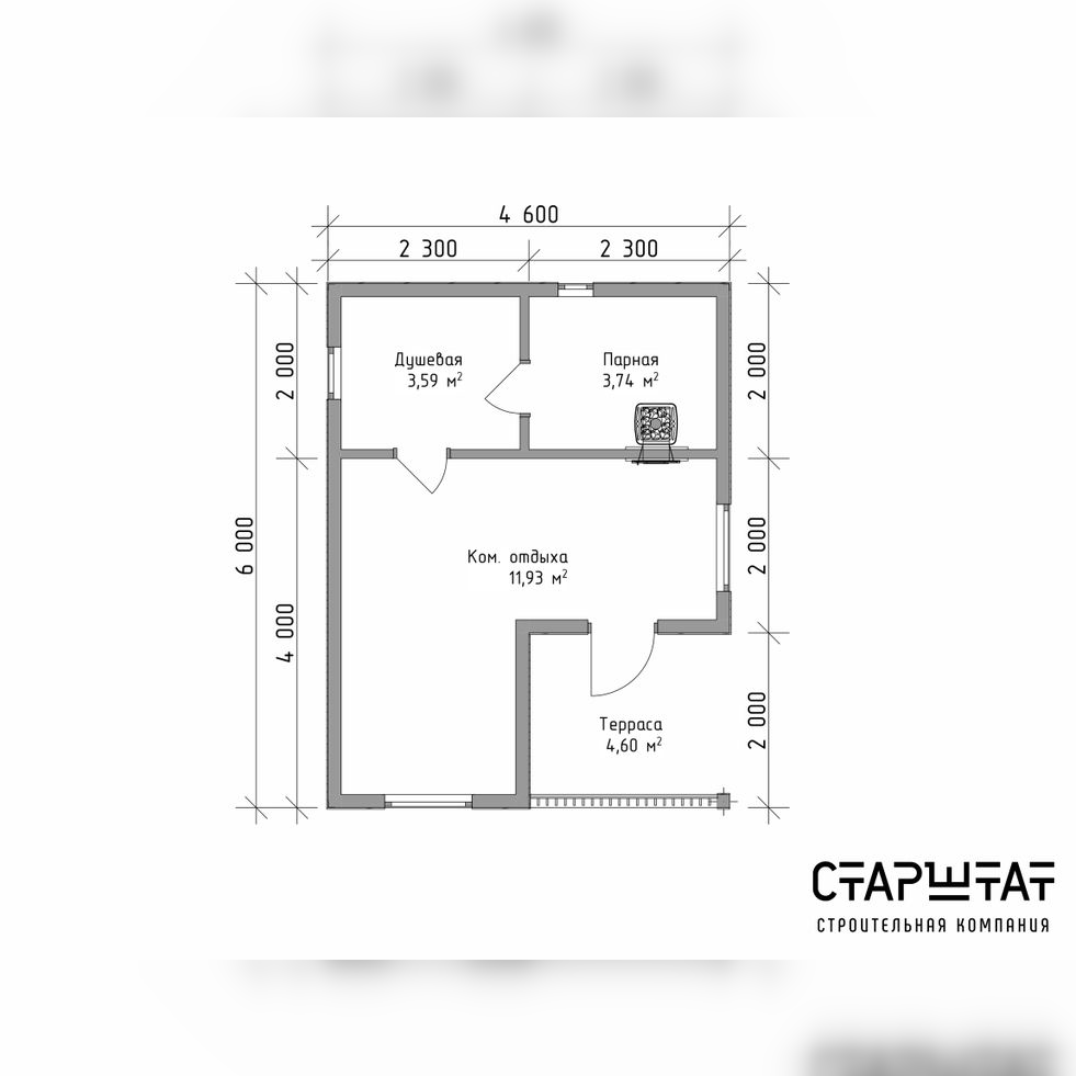 Купить Модульная баня 14 - 4.6х6