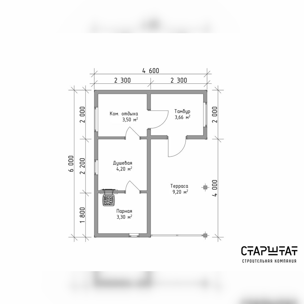 Купить Модульная баня 8 - 4.6х6