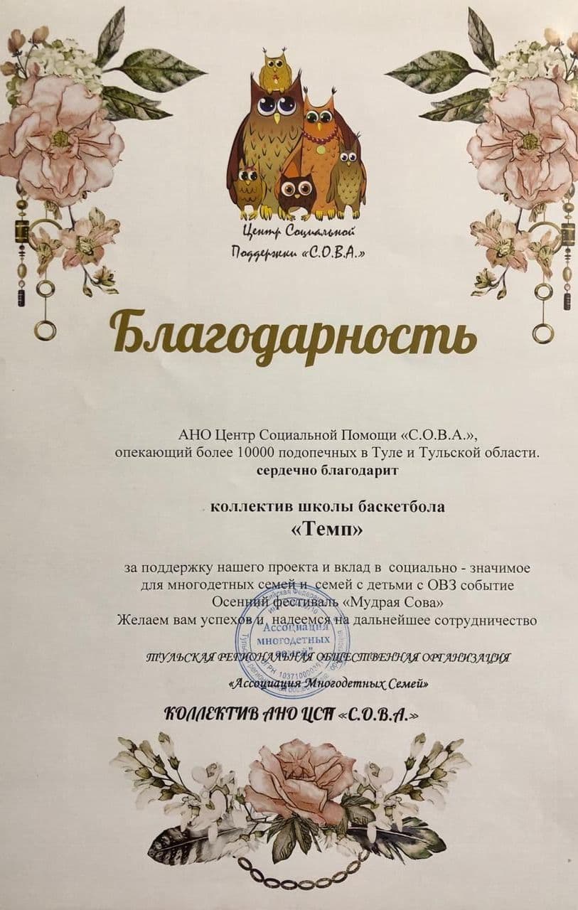 коллектив школы баскетбола Темп