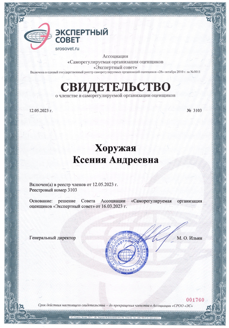 Полис страхования ответственности оценщика Бураковой А. А.