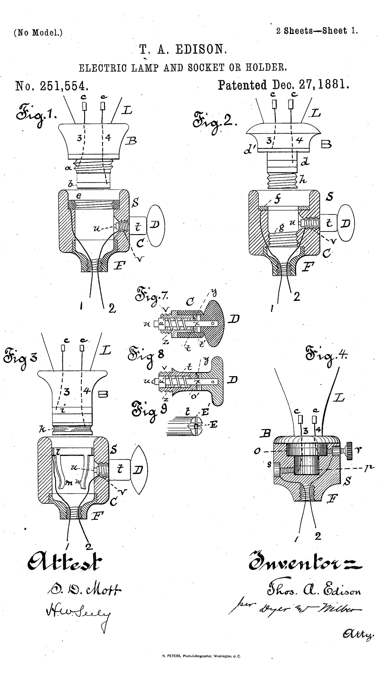 Патент US251554 A на цоколь