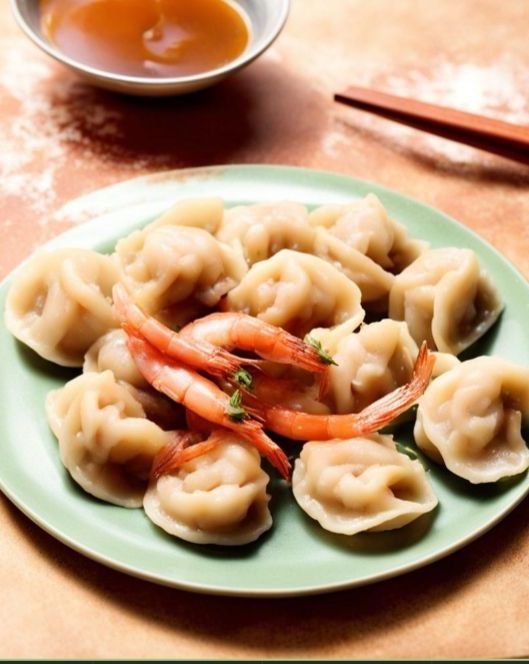 Китайские пельмени (капуста-креветки). 