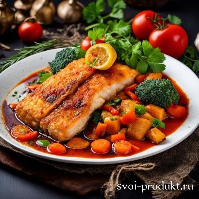 Приготовить рыбу с овощами