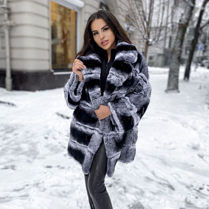 Шуба из шиншиллового кролика рекс Сударушка
