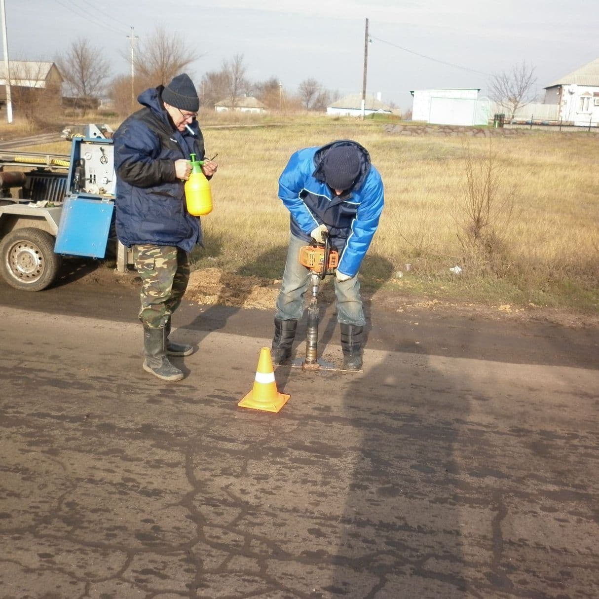 отбор проб асфальта