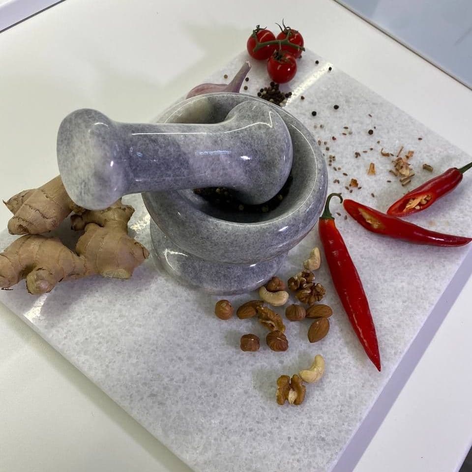 Купить Ступка с пестиком для измельчения из мрамора	