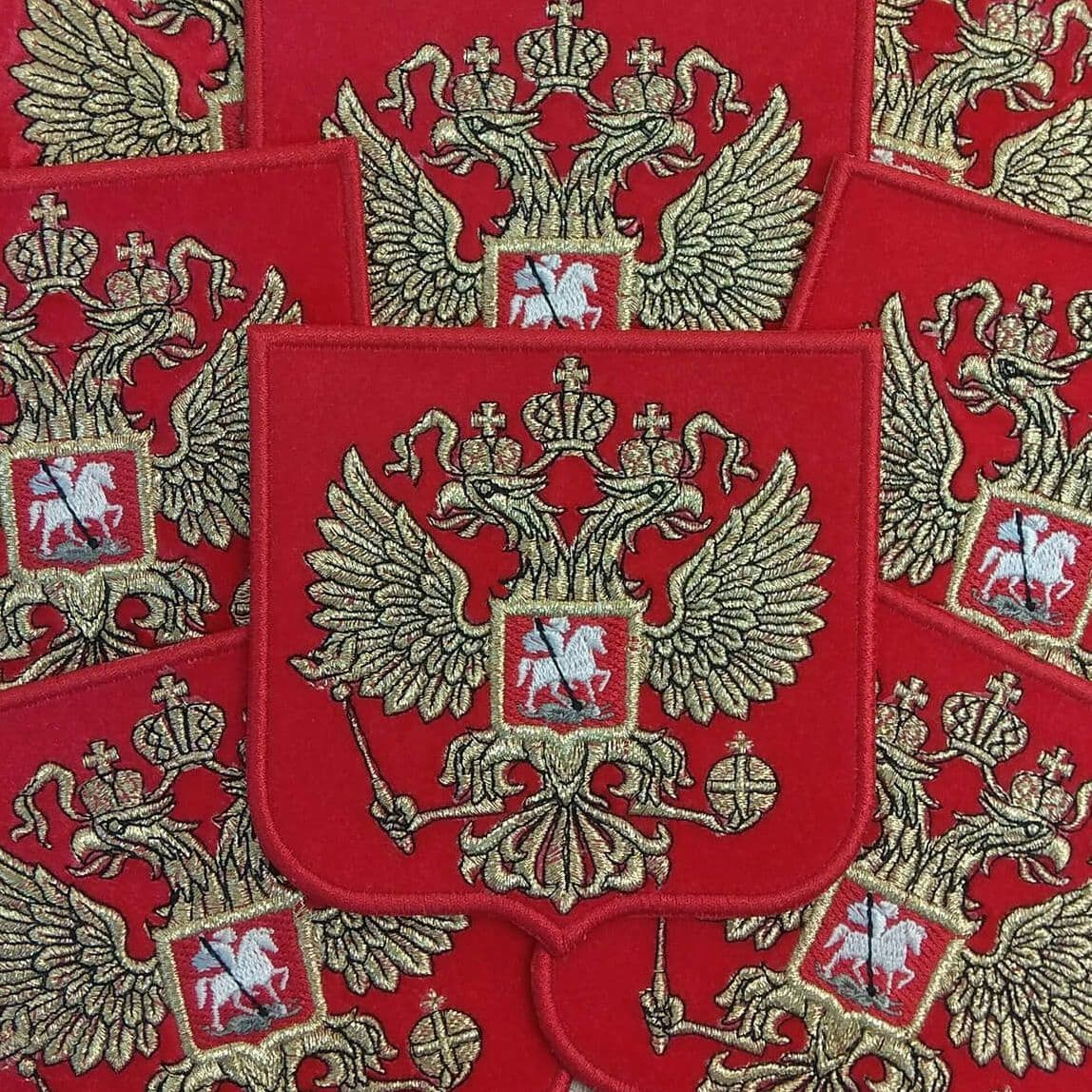 Герб РФ, вышивка герба, вышивка символики, вышивка на флаге, вышитый флаг, вышивка орёл, вышитый герб, вышивка геральдика, шеврон Россия, герб Пермско