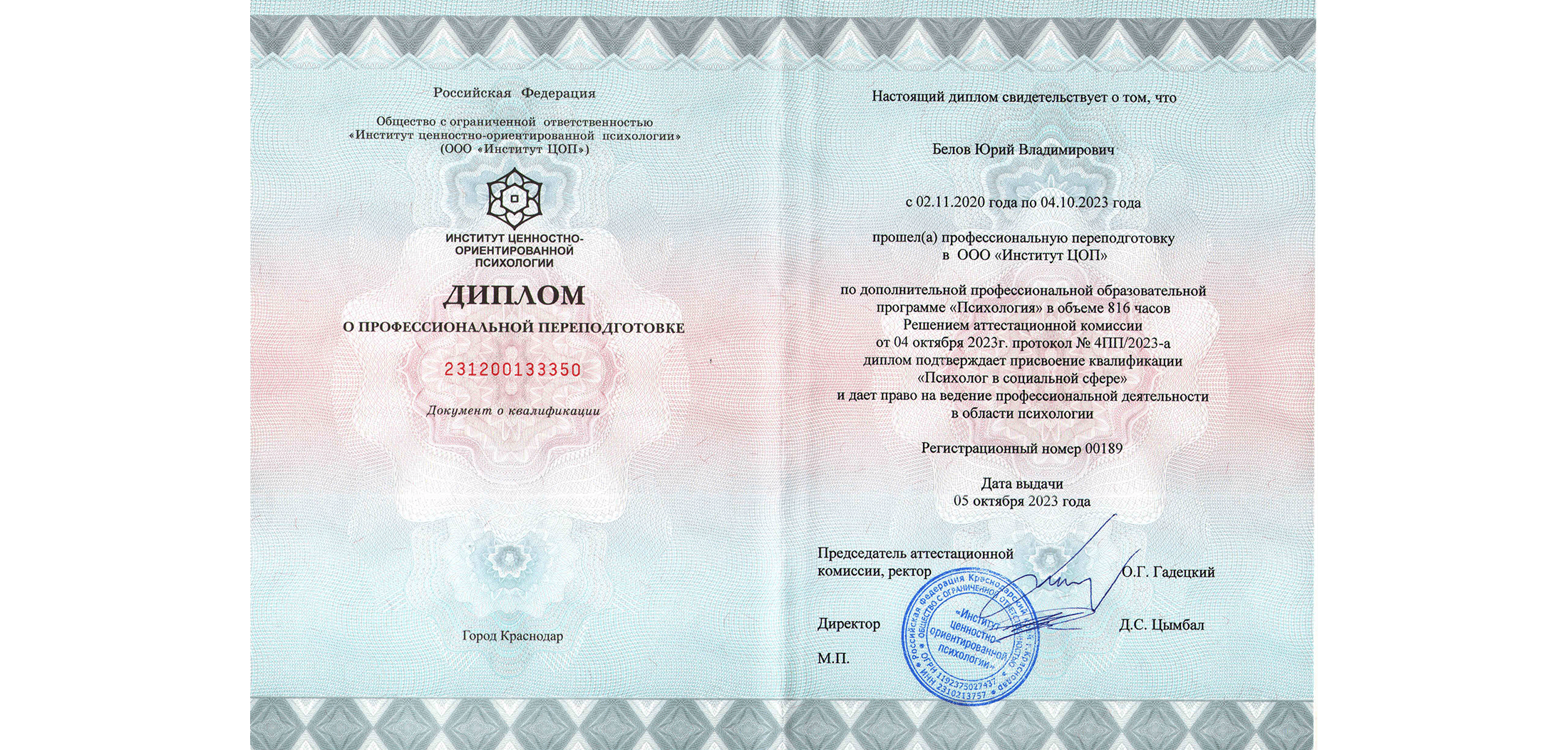 Мой диплом психолога в социальной сфере