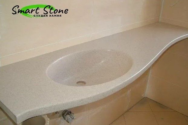 Столешница с интегрированной раковиной из акрилового камня