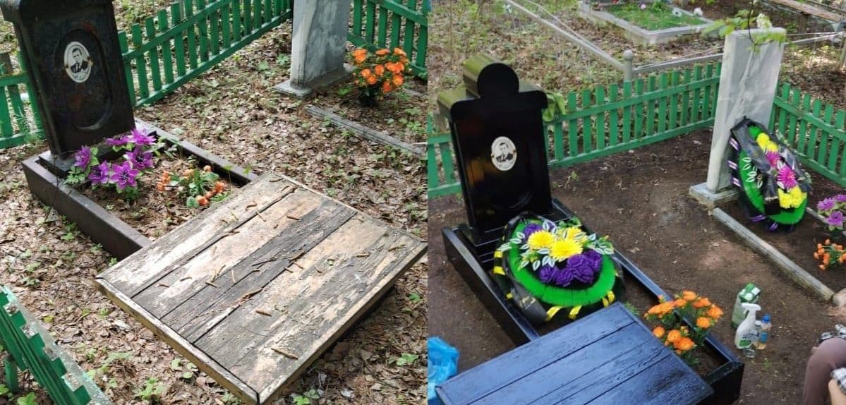 Уборка Могил Кемерово,Покраска Столика и Лавочки.
