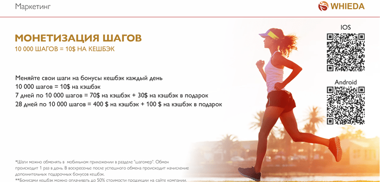 whieda монетизация шагов