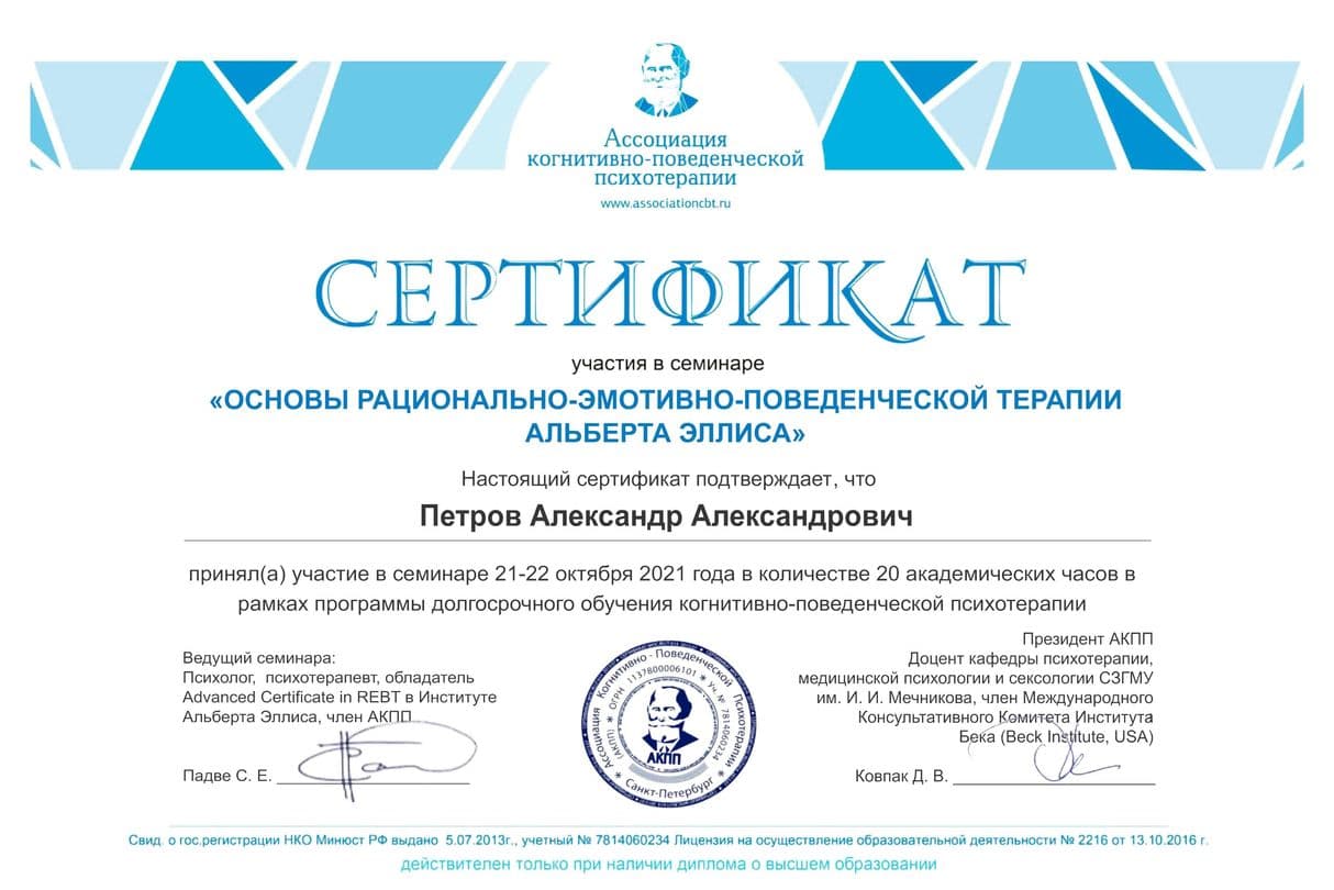 Сертификат Основы РЭП