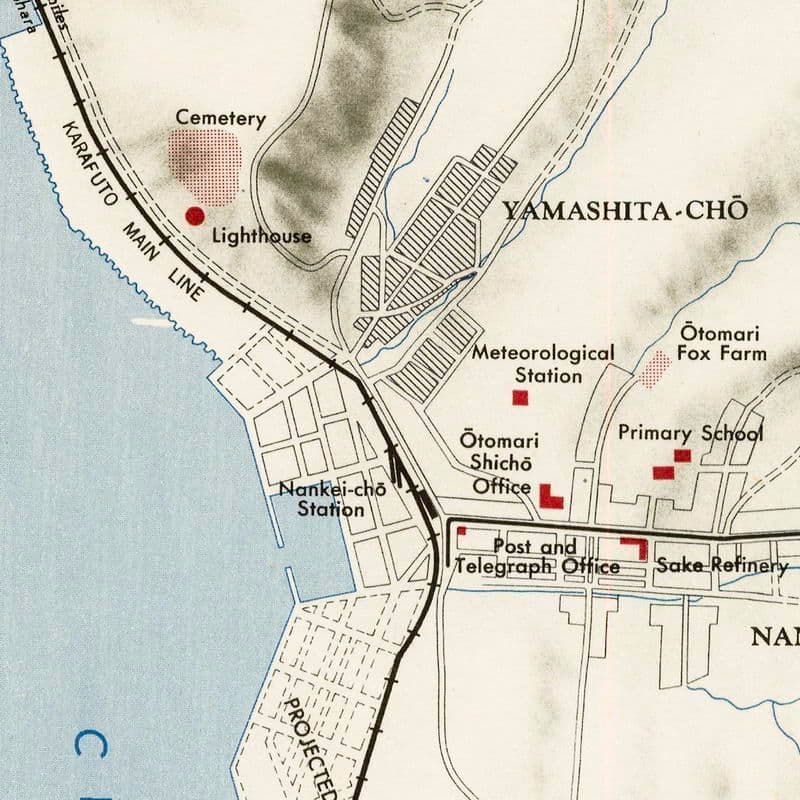 1945 Otomari map карта Корсаков