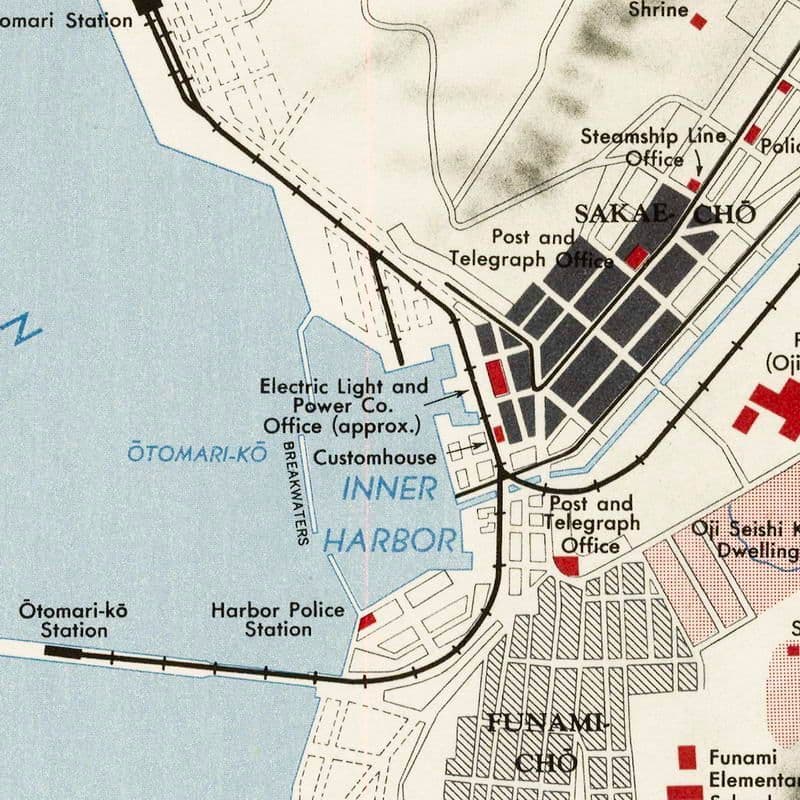 1945 Otomari map карта Корсаков