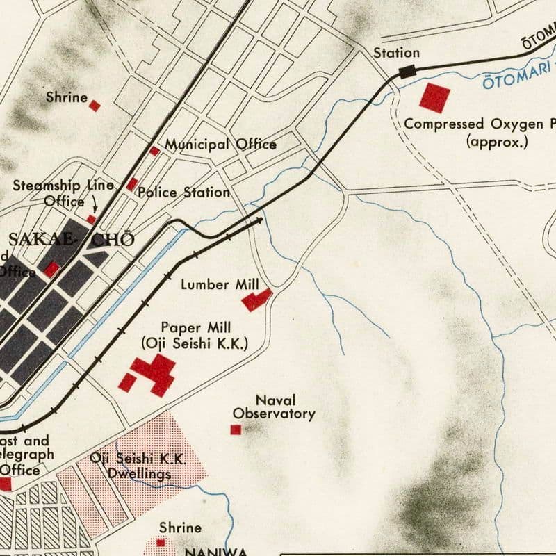 1945 Otomari map карта Корсаков