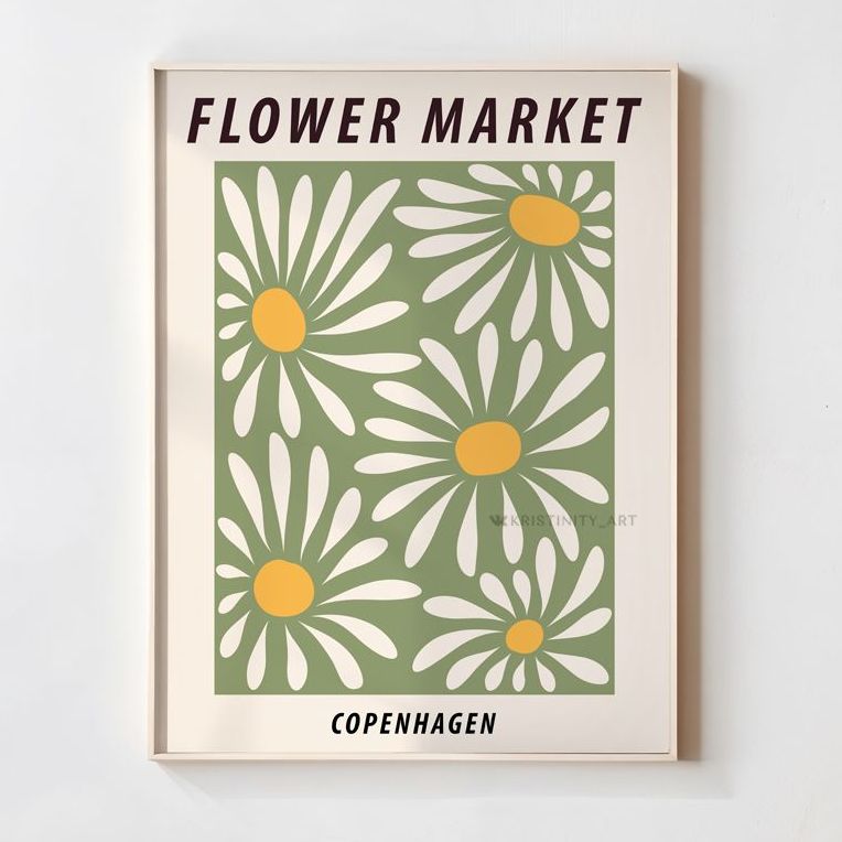 летний цветочный постер с ромашками flower market