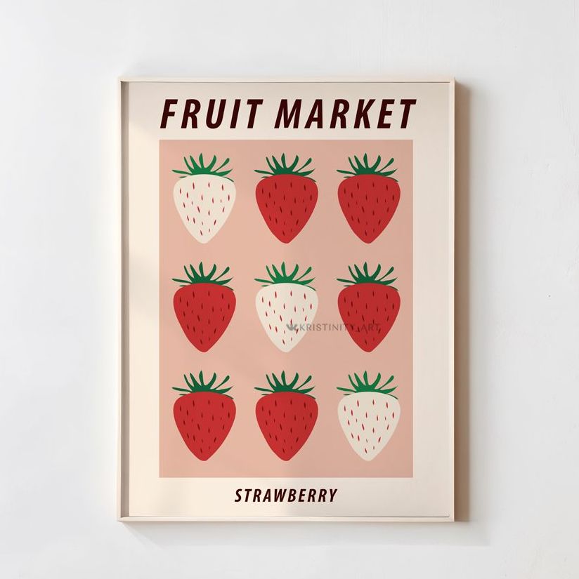 Купить современный постер для дома клубника fruit market