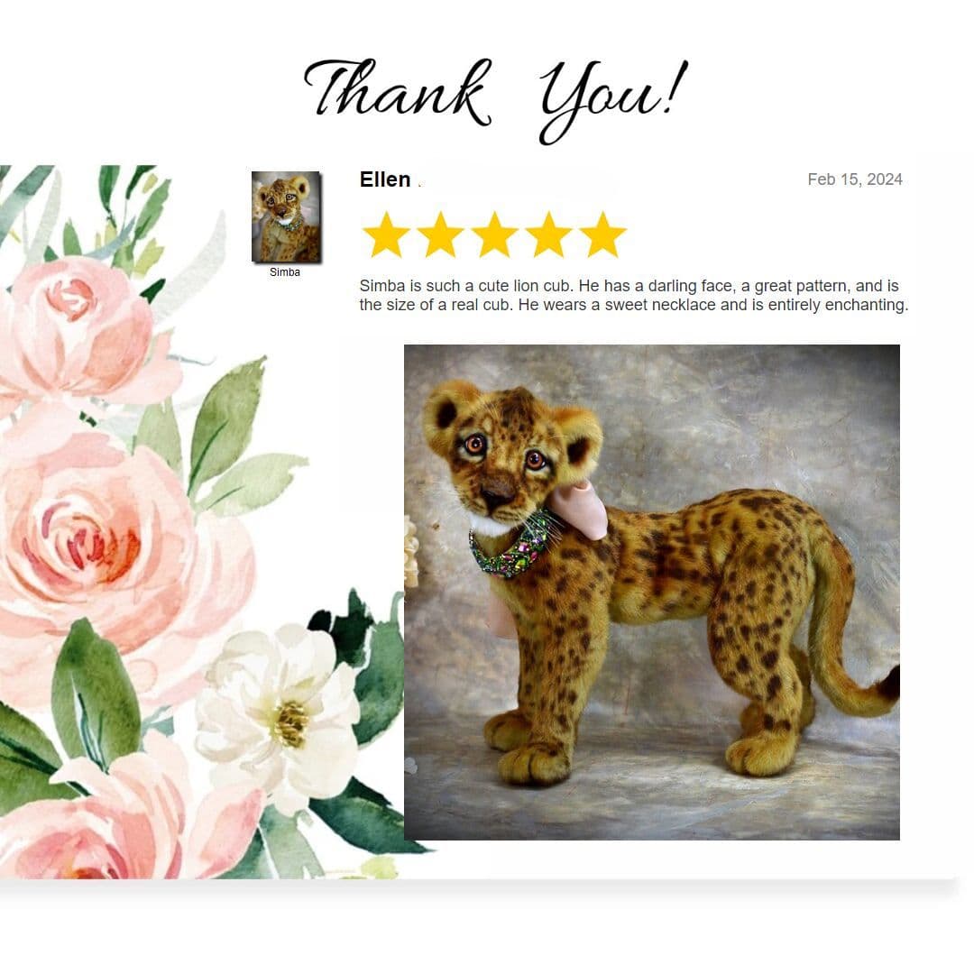 The image showcases a charming plush representation of a leopard cub. It features a soft, spotted coat with rich golden and brown hues, elegantly mimi