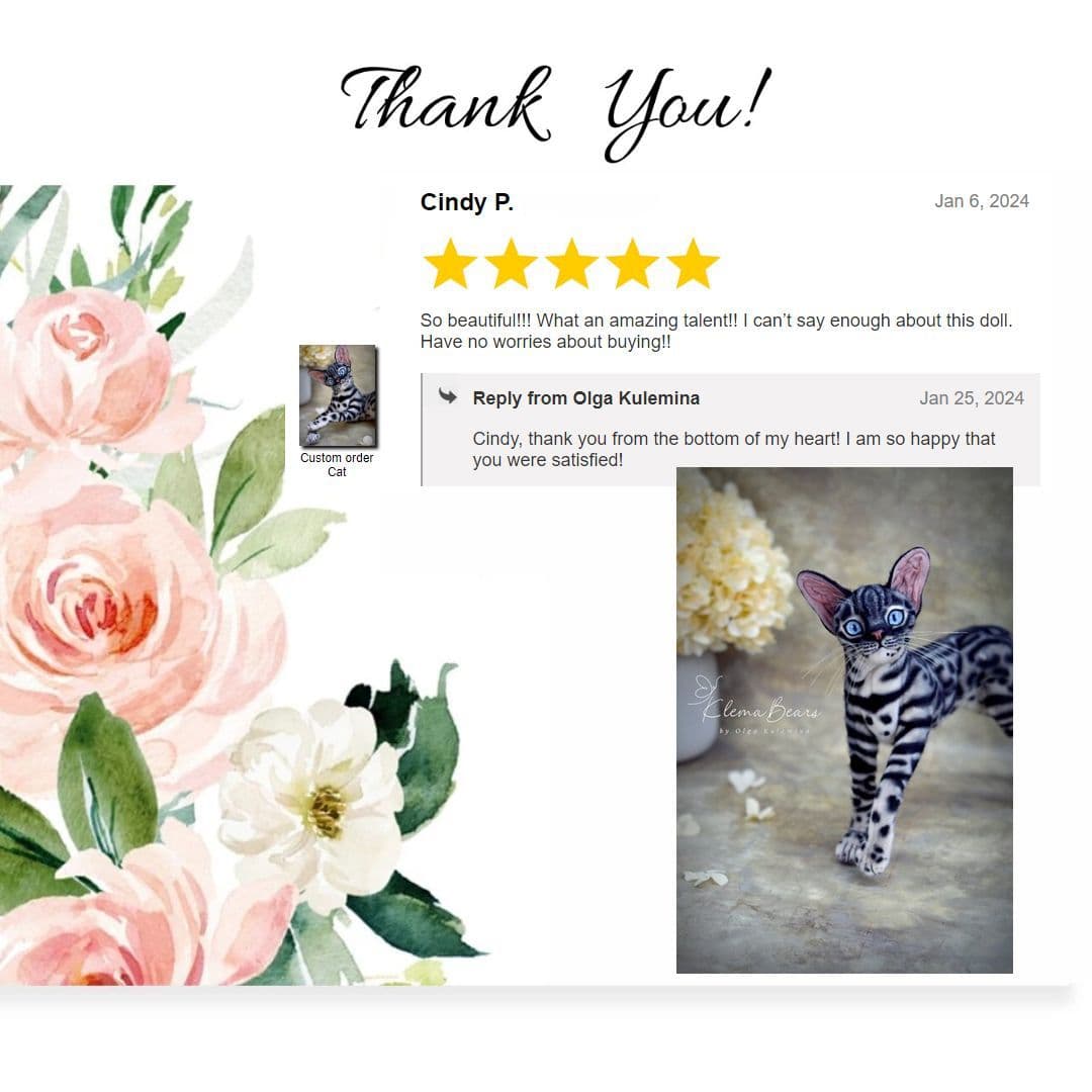 The handmade Bengal cat is a delightful product that shows intricate details and bright colors, skillfully emphasizing its unique design and craftsman